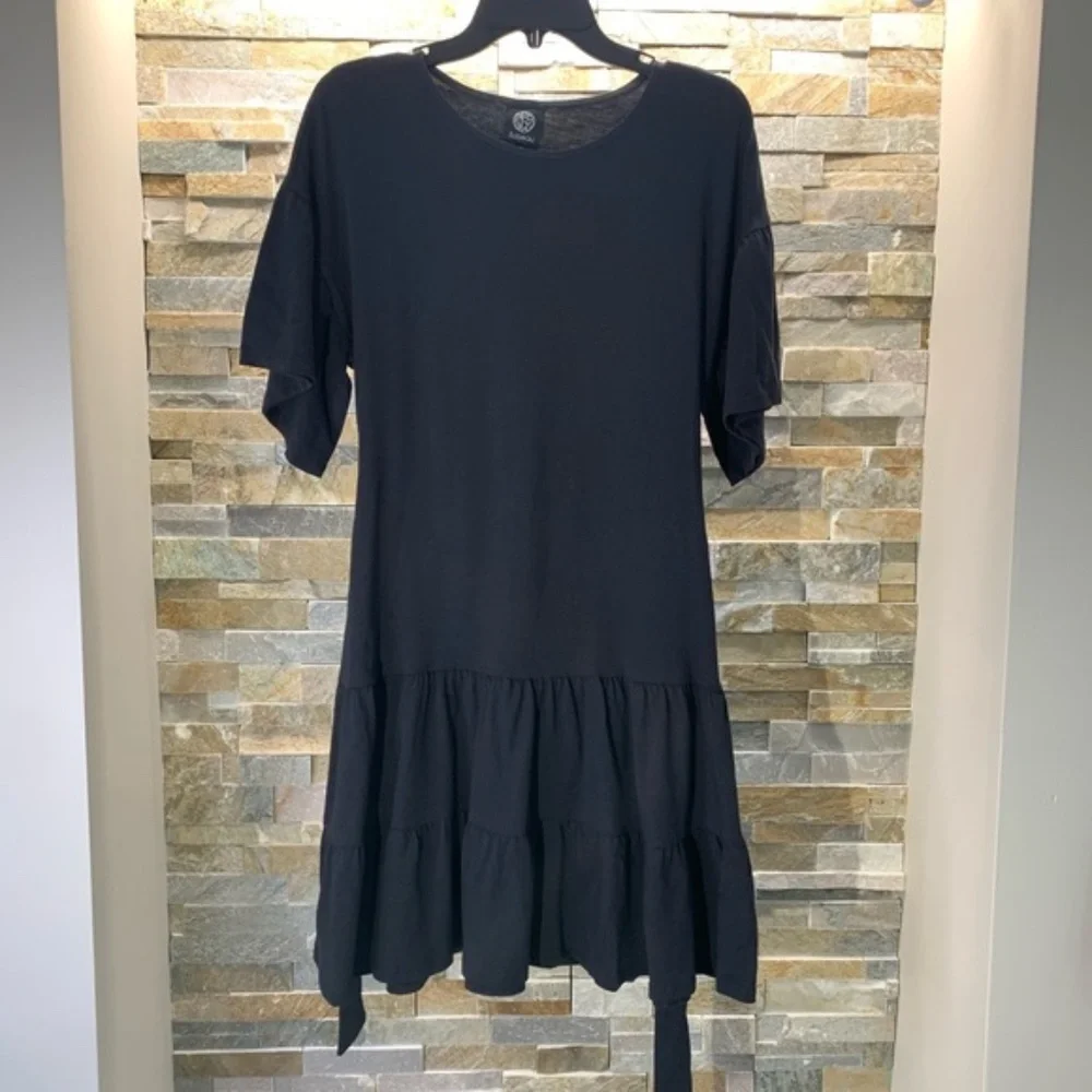 Bobeau Drop Waist Ruffle Cotton Dress( Petite) - Picture 3 of 5